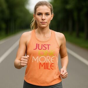 Old Navy XL pale orange Racer Back Exercise Shirt just one more mile print